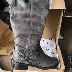 Tall grey riding boot style